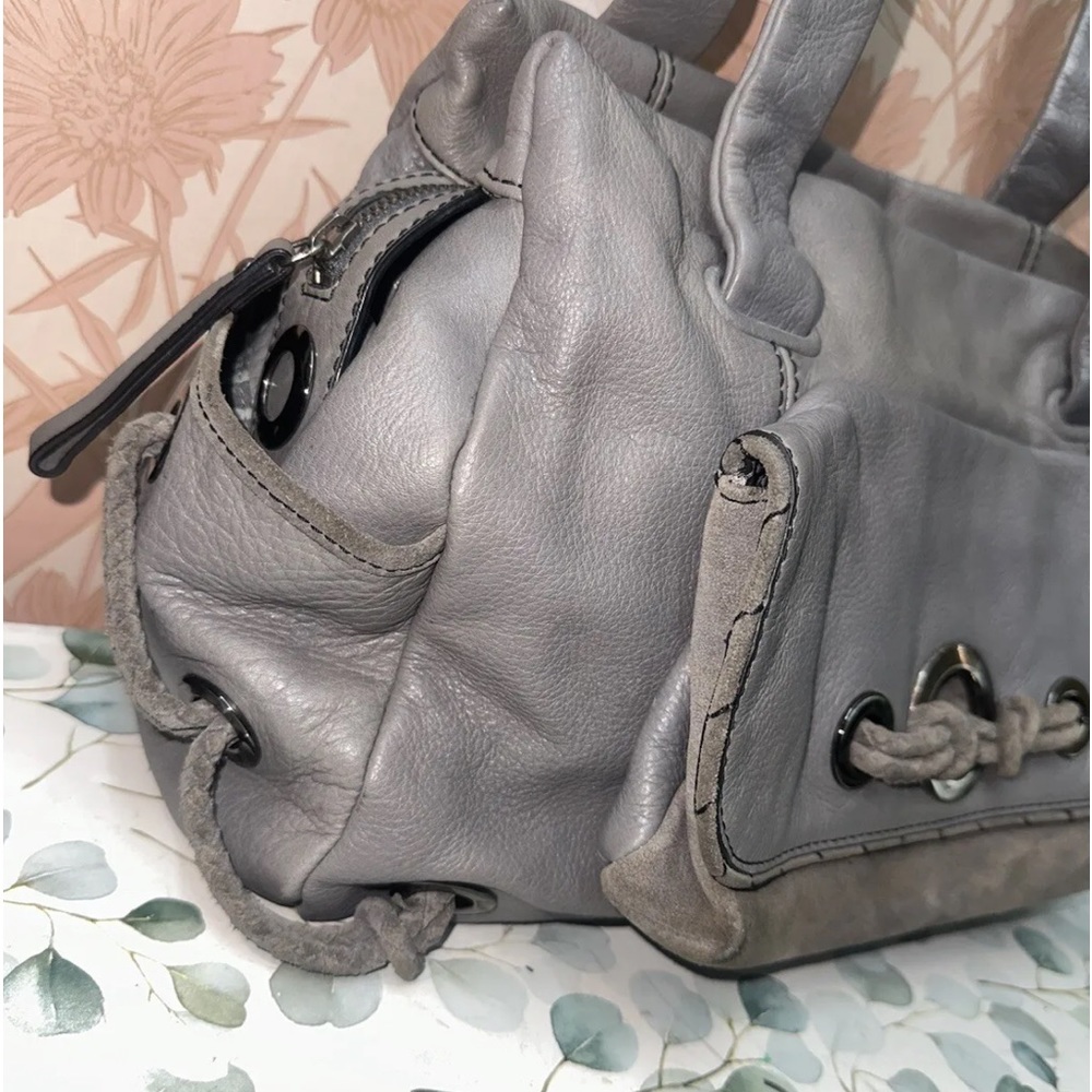 mimco vintage grey leather suede large shoulder hand bag - Picture 2 of 11